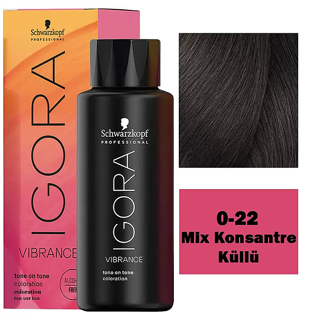 Igora Vibrance Tone On Tone Coloration - Saç Boyası No: 0-22 Mix Konsantre Küllü 60ml - 1