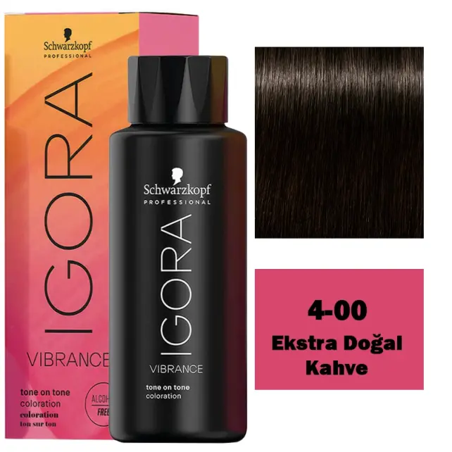 Igora Vibrance Tone On Tone Coloration - Saç Boyası No: 4-00 Ekstra Yoğun Kahve 60ml - 1