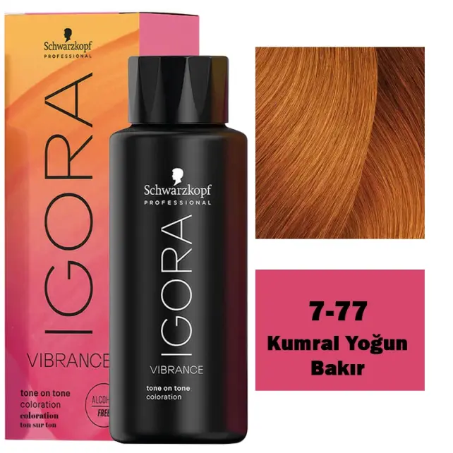 Igora Vibrance Tone On Tone Coloration - Saç Boyası No: 7-77 Kumral Yoğun Bakır 60ml - 1