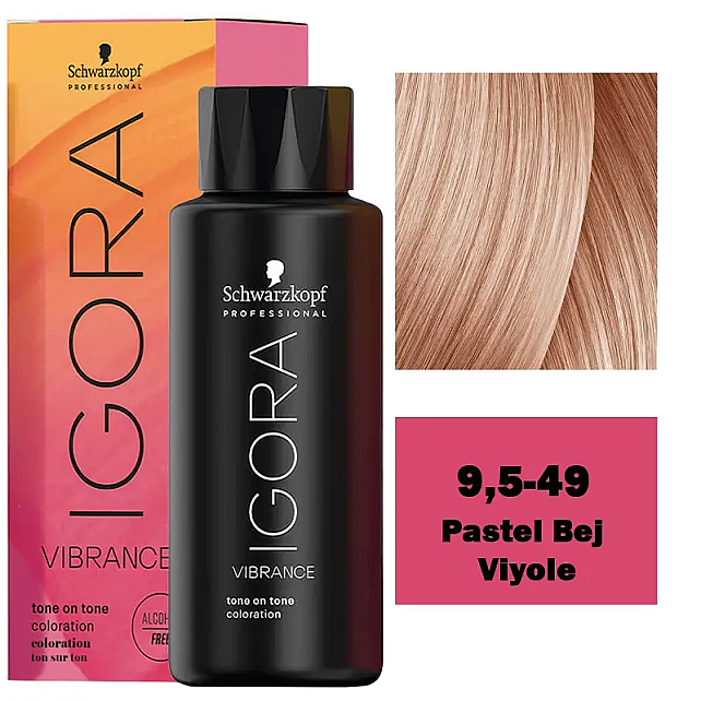 Igora Vibrance Tone On Tone Coloration - Saç Boyası No: 9,5-49 Pastel Bej Viyole 60ml - 1