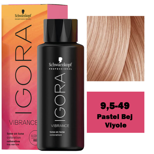 Igora Vibrance Tone On Tone Coloration - Saç Boyası No: 9,5-49 Pastel Bej Viyole 60ml - 1