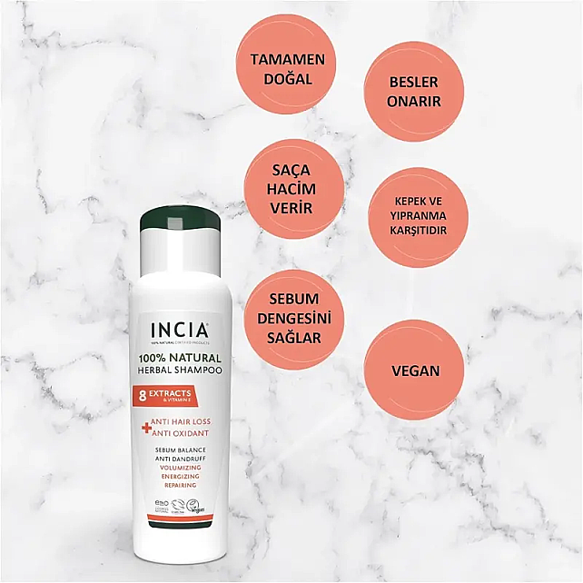 Incia Anti Hair Loss Anti Oxidant - Saç Dökülmesine Karşı Doğal Şampuan 275ml - 3