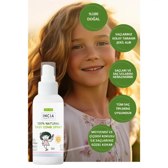 Incia Baby Care Natural Easy Comb - Kolay Saç Tarama Spreyi 100ml - 3