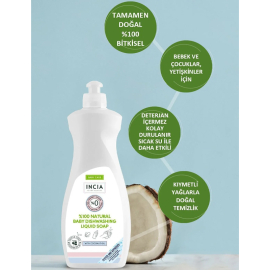 Incia Baby Dishwashing Liquid Soap - Doğal Bebek Bulaşık Sabunu 500ml - 3