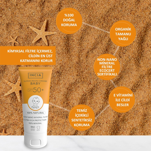 Incia Baby Sunscreen Cream SPF 50+ Bebek Güneş Kremi 50ml - 3