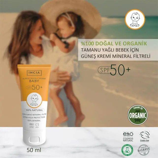 Incia Baby Sunscreen Cream SPF 50+ Bebek Güneş Kremi 50ml - 2