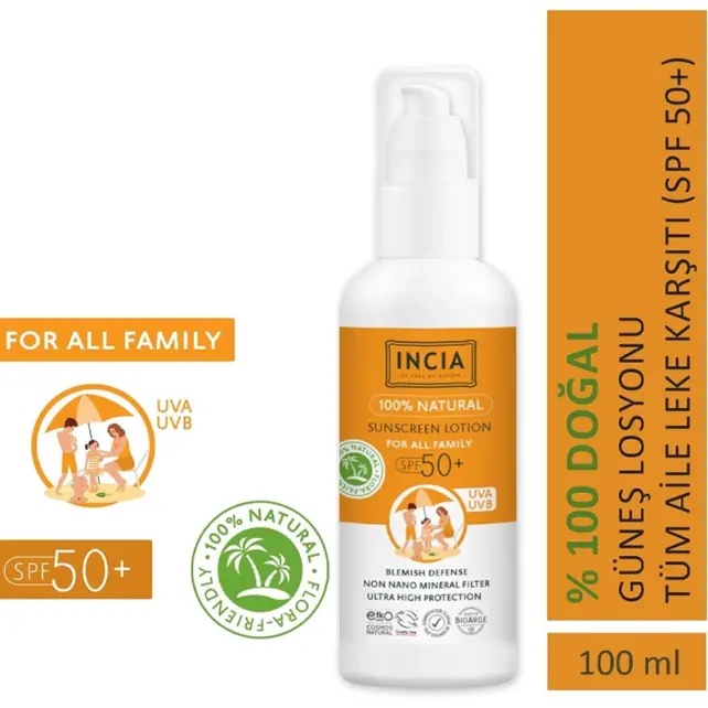 Incia For Family Sunscreen Lotion SPF 50+ Tüm Aile Güneş Koruyucu Losyon 100ml - 4