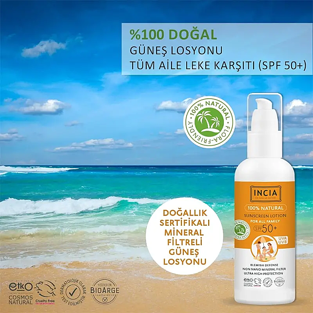 Incia For Family Sunscreen Lotion SPF 50+ Tüm Aile Güneş Koruyucu Losyon 100ml - 2