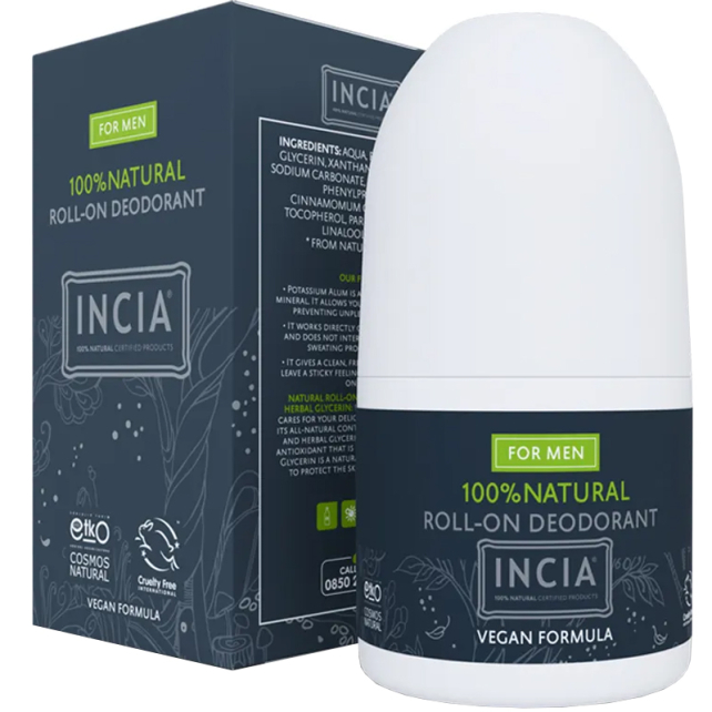 Incia For Men Natural - Doğal Roll-On Deodorant 50ml - 1