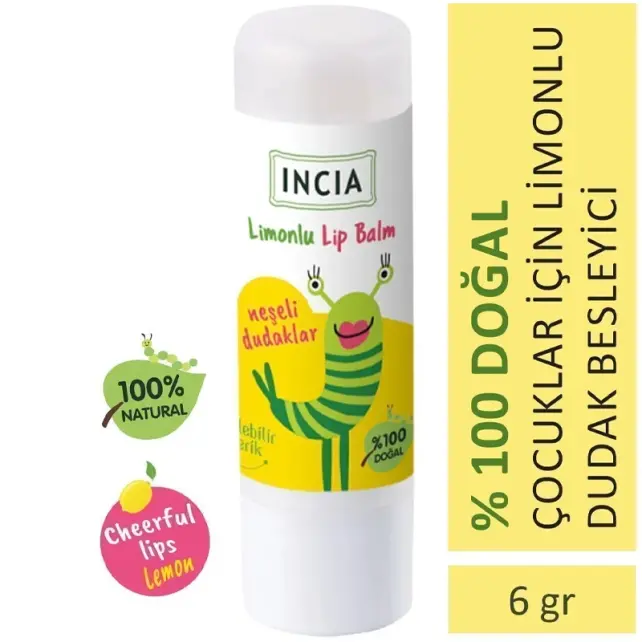 Incia Kids Lip Balm Lemon - Limonlu Doğal Dudak Besleyici 6gr - 5