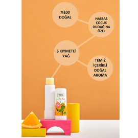 Incia Kids Lip Balm Orange - Portakallı Doğal Dudak Besleyici 6g - 3