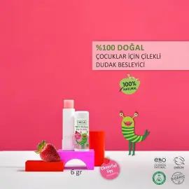 Incia Kids Lip Balm Strawberry - Çilekli Doğal Dudak Besleyici 6g - 2