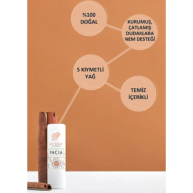 Incia Lip Balm Cinnamon - Tarçınlı Besleyici Dudak Kremi 6gr - 4