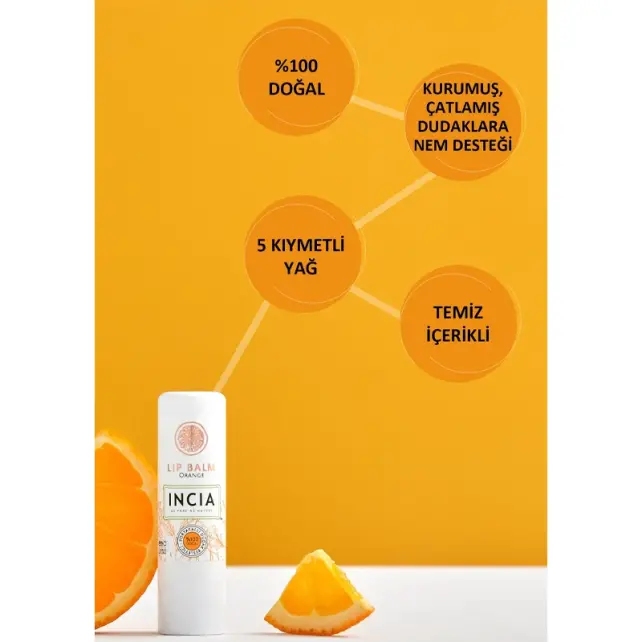 Incia Lip Balm Orange - Portakallı Besleyici Dudak Kremi 6g - 3