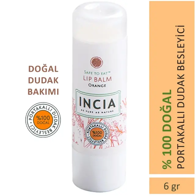 Incia Lip Balm Orange - Portakallı Besleyici Dudak Kremi 6gr - 5