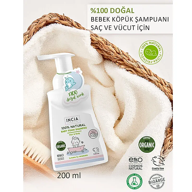 Incia Natural Baby Foam Shampoo - Bebek Köpük Şampuan 200ml - 2