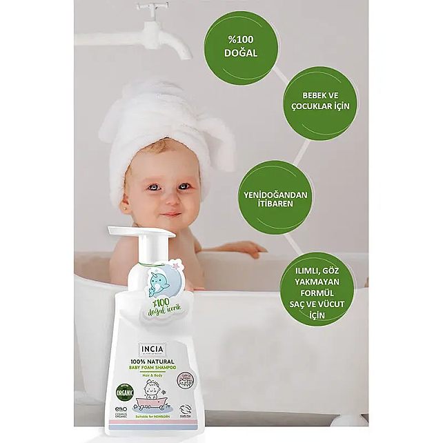 Incia Natural Baby Foam Shampoo - Bebek Köpük Şampuan 200ml - 3