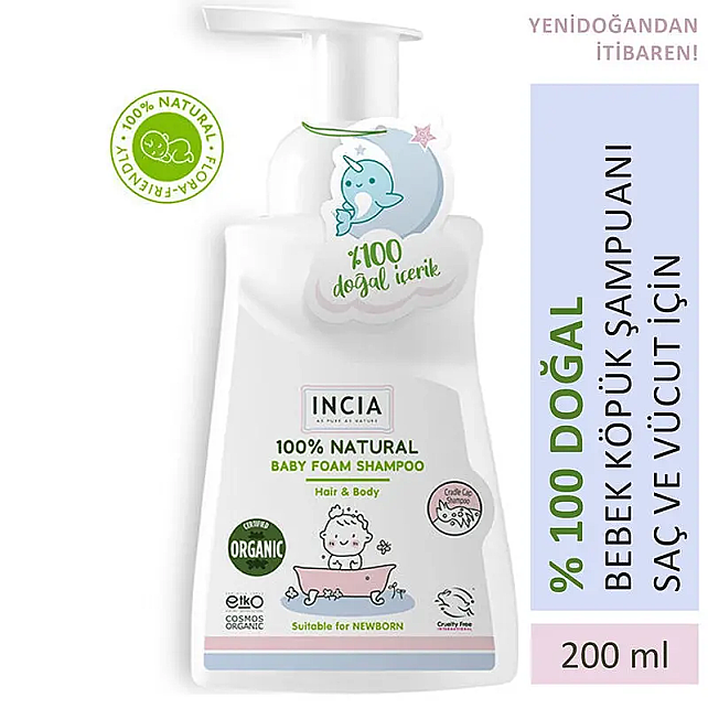 Incia Natural Baby Foam Shampoo - Bebek Köpük Şampuan 200ml - 5