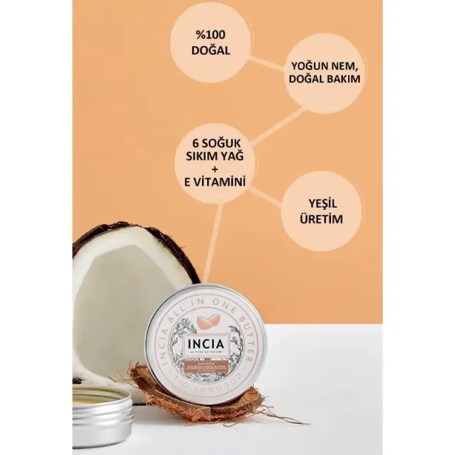 Incia Natural Coconut Oil Butter - Doğal Hindistan Cevizi Yağlı Nemlendirici 50ml - 3