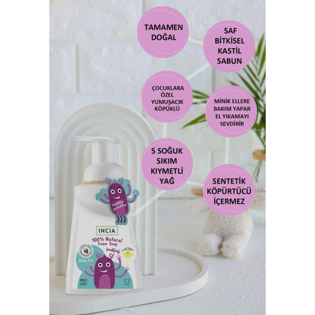 Incia Natural Foam Soap - Çocuklar İçin Doğal Köpük Sabun 200ml - 3