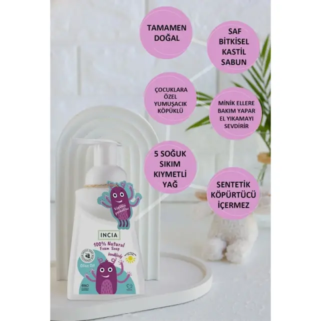 Incia Natural Foam Soap - Çocuklar İçin Doğal Köpük Sabun 200ml - 3