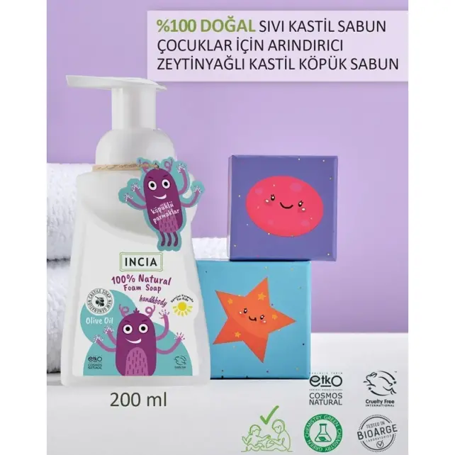 Incia Natural Foam Soap - Çocuklar İçin Doğal Köpük Sabun 200ml - 4