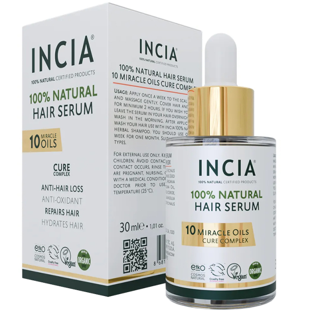 Incia Natural Hair Serum 10 Miracle Oils - Mucizevi Yağ Saç Bakım Serumu 30ml - 1