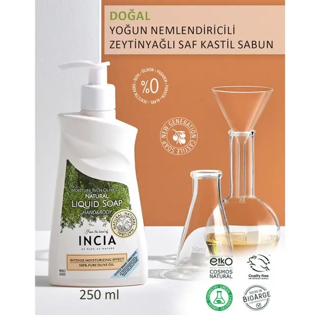 Incia Natural Liquid Soap Riche - Yoğun Nemlendiricili Zeytinyağlı Sıvı Sabun 250ml - 3