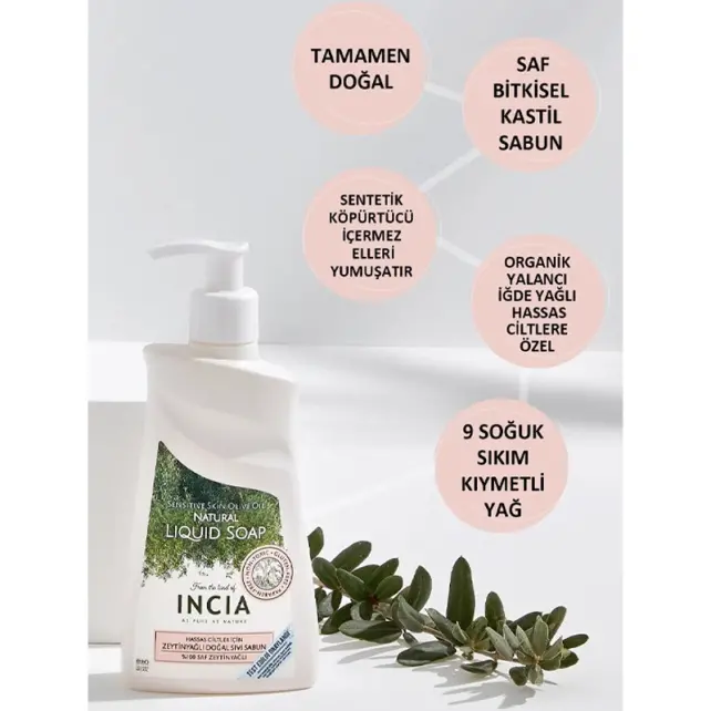Incia Natural Liquid Soap - Zeytinyağlı Doğal Sıvı Sabun 250ml - 3