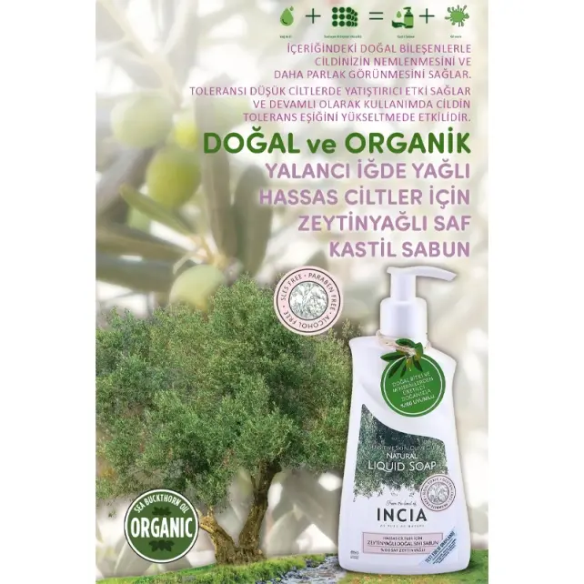 Incia Natural Liquid Soap - Zeytinyağlı Doğal Sıvı Sabun 250ml - 5