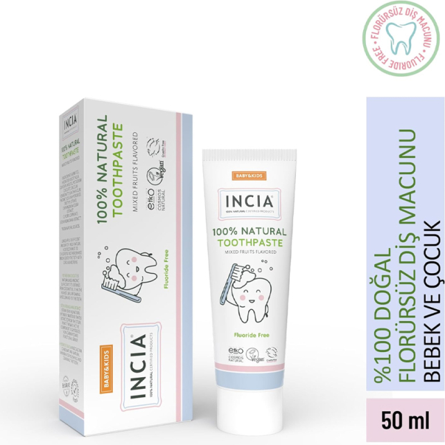 Incia Natural Toothpaste - Karışık Meyve Aromalı Bebek Diş Macunu 50ml - 4