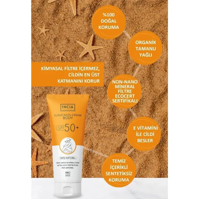 Incia Sunscreen Body Cream SPF 50+ Vücut Güneş Kremi 150ml - 3