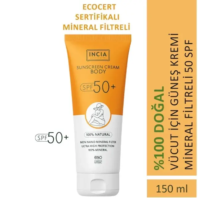 Incia Sunscreen Body Cream SPF 50+ Vücut Güneş Kremi 150ml - 4