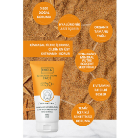 Incia Sunscreen Face Cream SPF 50+ Doğal Güneş Kremi 50ml - 3