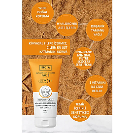 Incia Sunscreen Face Cream SPF 50+ Doğal Güneş Kremi 50ml - 3