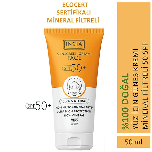 Incia Sunscreen Face Cream SPF 50+ Doğal Güneş Kremi 50ml - 5