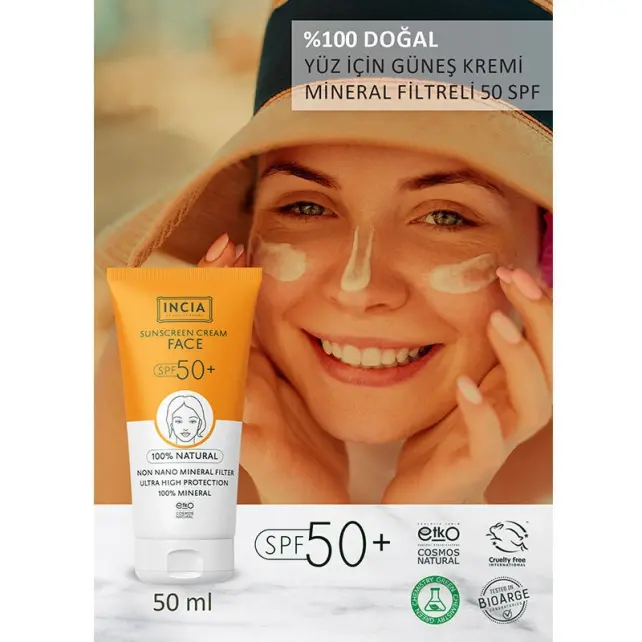 Incia Sunscreen Face Cream SPF 50+ Doğal Güneş Kremi 50ml - 4