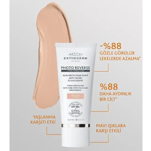 Institut Esthederm Photo Reverse Tinted - Renkli Nemlendirici Light Beige 50ml - 2