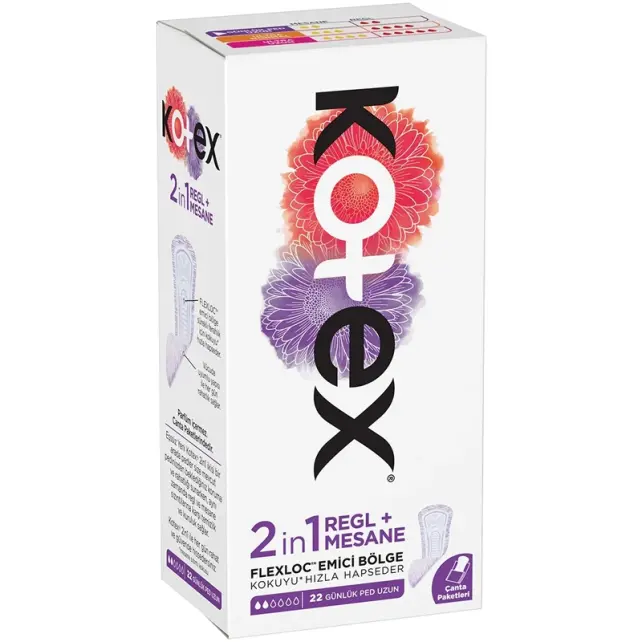 Kotex 2 In 1 Regl Mesane - Günlük Ped 22 Adet - 1