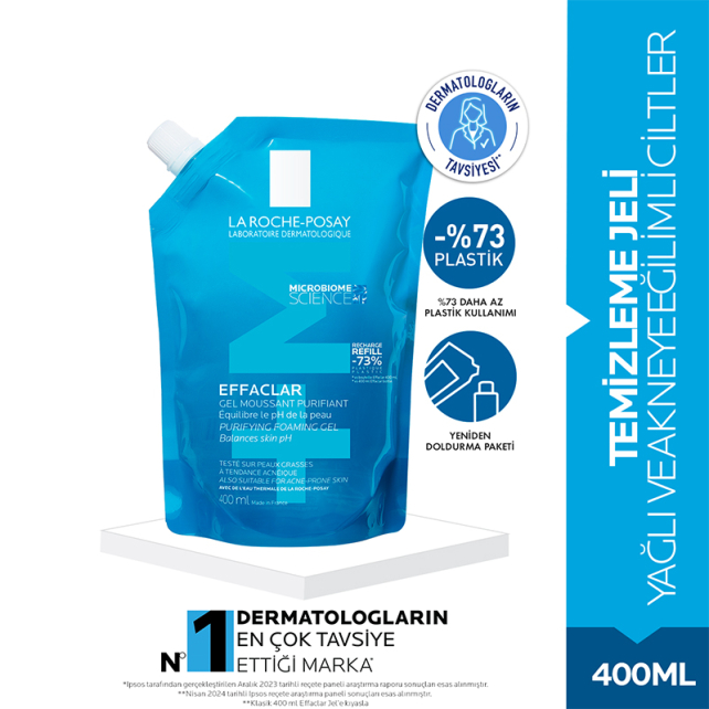 La Roche Posay Effaclar Gel - Yağlı Ciltler İçin Temizleyici Jel Refill 400ml - 2