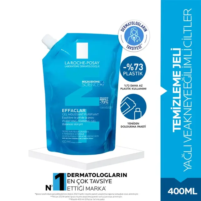 La Roche Posay Effaclar Gel - Yağlı Ciltler İçin Temizleyici Jel Refill 400ml - 2