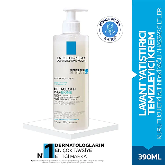 La Roche Posay Effaclar H Isobiome Lavant Cleansing Cream - Yağlı ve Akneye Eğilimli Cilt Temizleme Kremi 390ml - 2
