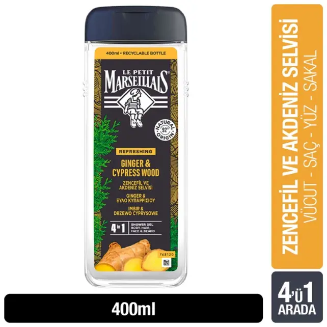 Le Petit Marseillais For Men Duş Jeli - Zencefil ve Akdeniz Selvisi 400ml - 2