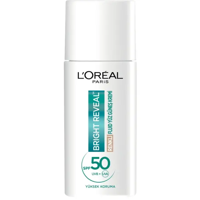 Loreal Paris Bright Reveal SPF 50+ Renkli Fluid Yüz Güneş Kremi Light 50ml - 1