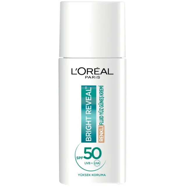 Loreal Paris Bright Reveal SPF 50+ Renkli Fluid Yüz Güneş Kremi Medium 50ml - 1