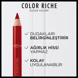 Loreal Paris Color Riche Le Lip Crayon - Dudak Kalemi No: 300 Le Rouge Paris - 3