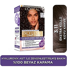 Loreal Paris Excellence Cool Creme - Krem Saç Boyası No: 3.11 Ekstra Küllü Koyu Kahve - 2