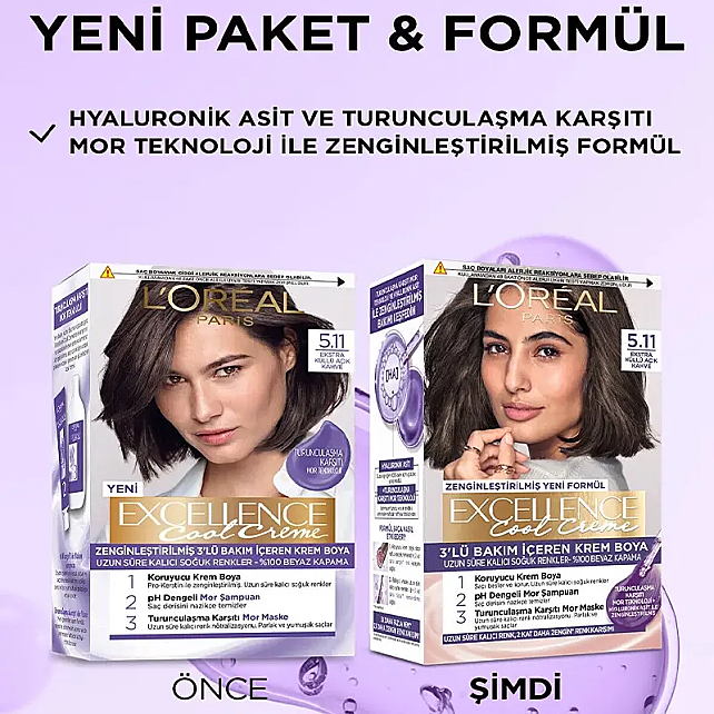 Loreal Paris Excellence Cool Creme - Krem Saç Boyası No: 5.11 Ekstra Küllü Açık Kahve - 4