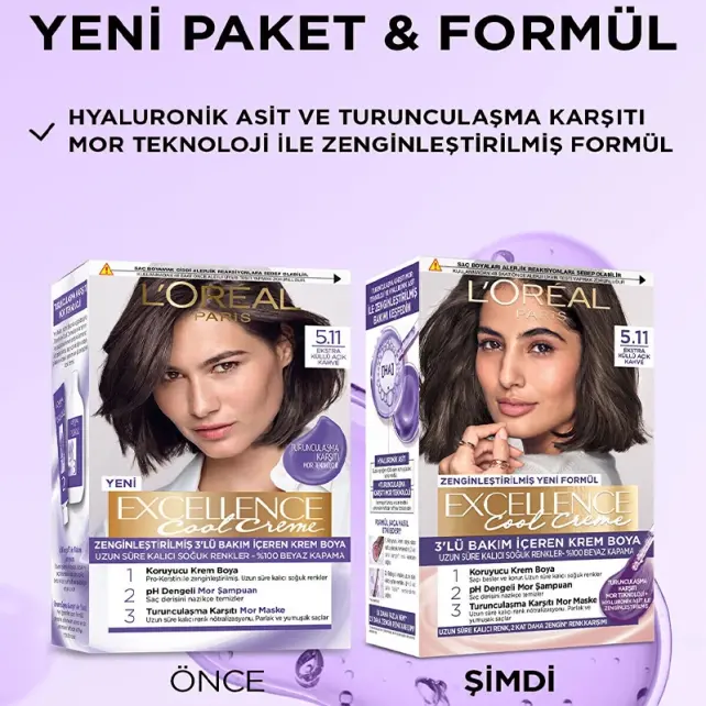 Loreal Paris Excellence Cool Creme - Krem Saç Boyası No: 5.11 Ekstra Küllü Açık Kahve - 4