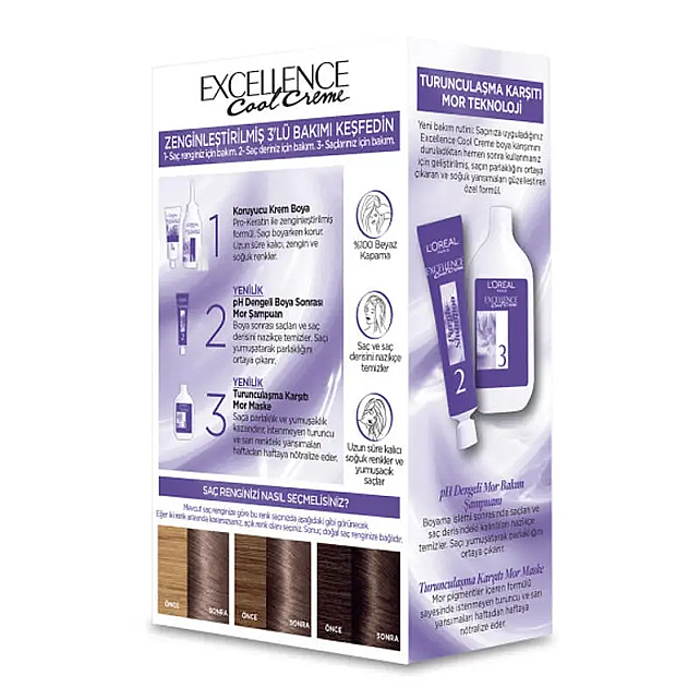 Loreal Paris Excellence Cool Creme - Krem Saç Boyası No: 7.11 Ekstra Küllü Kumral - 2